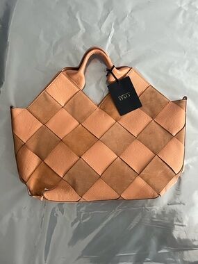 Iacucci Woven Leather Tote Bag - Peach Brown